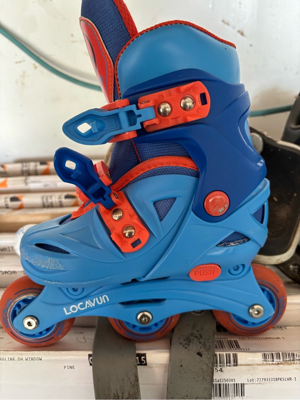 Kids' Adjustable Blue and Orange Inline Skates